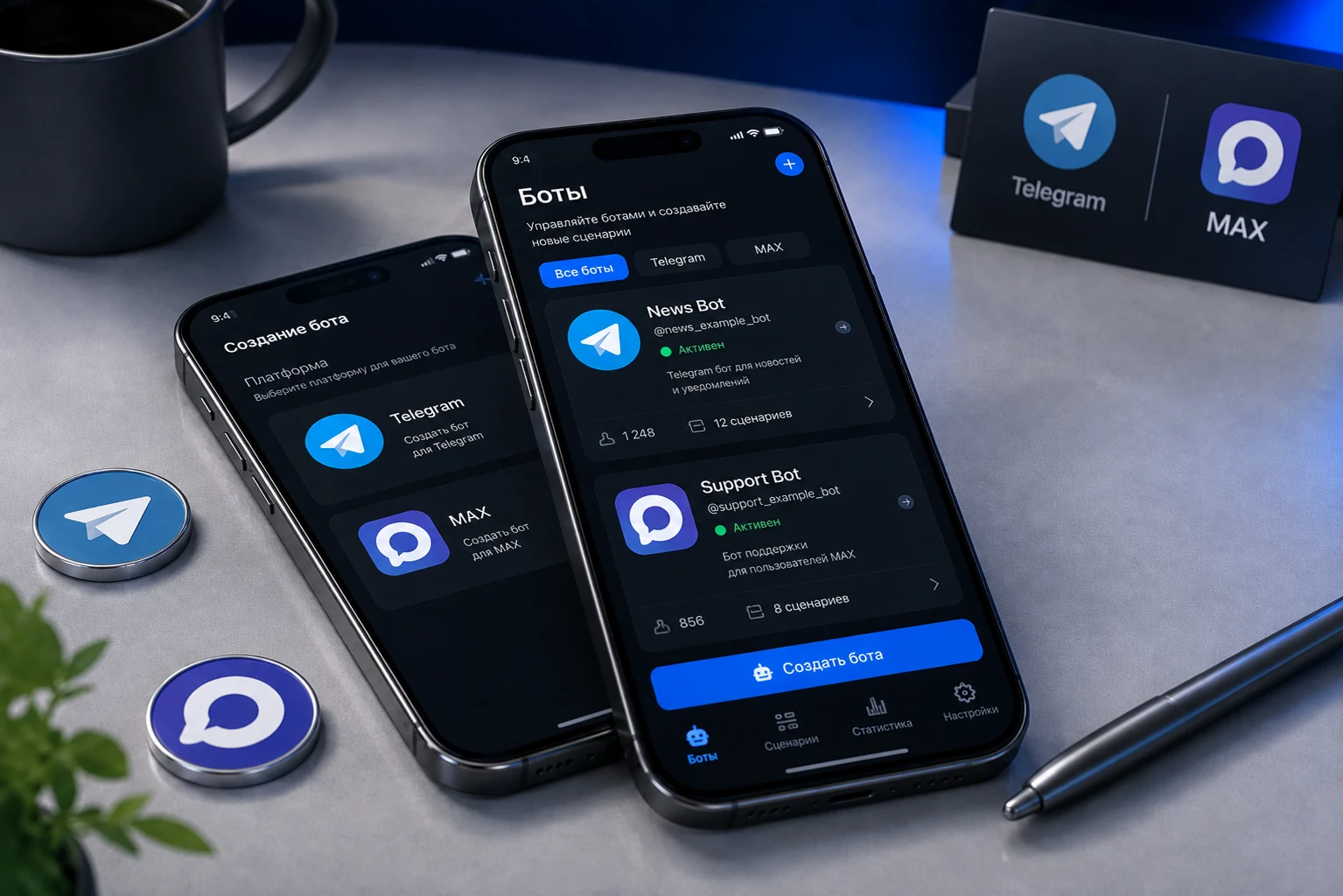 Панель управления ботами для Telegram и MAX